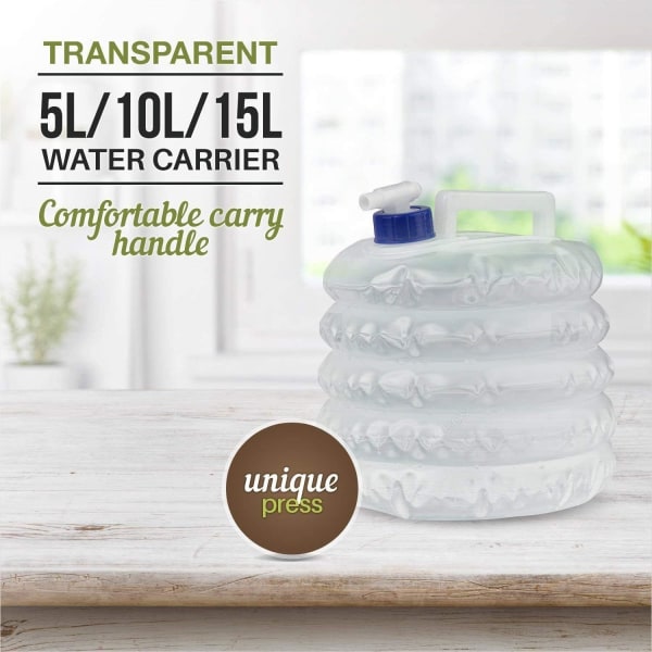 5L 10L 15L Bärbar Fällbar Vattenbehållare med Kran, BPA-fria Vattenbehållare - Vattenförvaring för Camping, Vandring, Klättring 10L