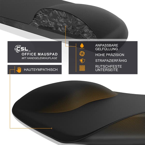 Silikon musematte ergonomisk håndleddsstøtte, kontorkomfort black