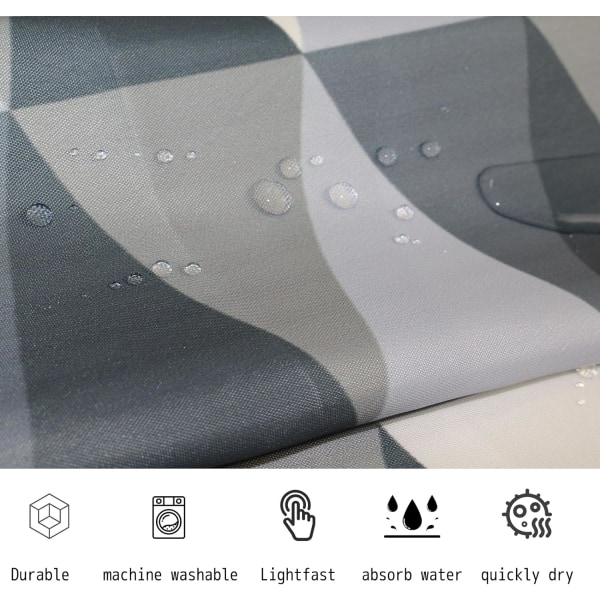 Anti-mug trekantet polyester bruse- og badeforhæng med plastringe og kroge, 180 x 180 cm - Velegnet til badeværelser 180*180