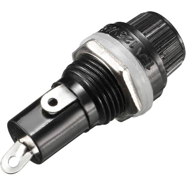 10 stk. 5 x 20 mm sikringsholder AC 10A 250V sort skruehætte sikringsholder, panelmonteret skruehætte sikringsholder