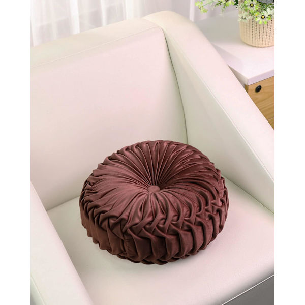 Dekorativt 3D-pumpa runt sammetskudde för soffa, dekorativ kudde för sängstol, golv 15\"X15\" Brown 15"L x 15"W