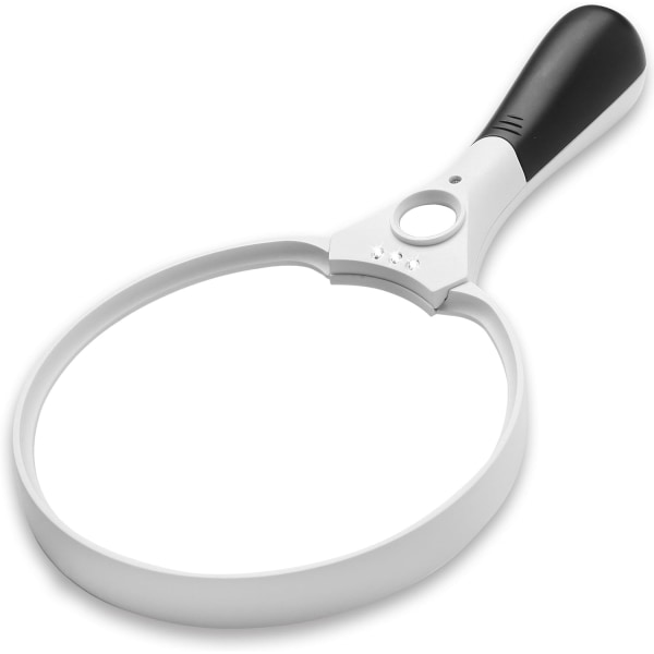 Extra Large LED Handheld Magnifying Glass with Light - 2X 4X 10X Lens - Best Jumbo Size Illuminated Reading Magnifier