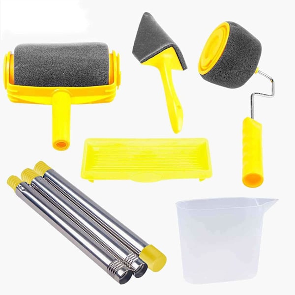 Professionell målarrulle Pro Målarborste Kit, Tvättbar DIY Utrustning Set, Väggfärgsrulle Kit, Målarrulle för Hem, Kontorsväggar
