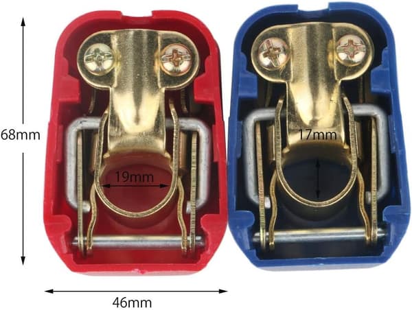 2-pack snabbfästen för batteripoler, 12V batteripoler Batteripoler Anslutningar, Batteriklippare för båt/lastbil/bil/van, röd och svart