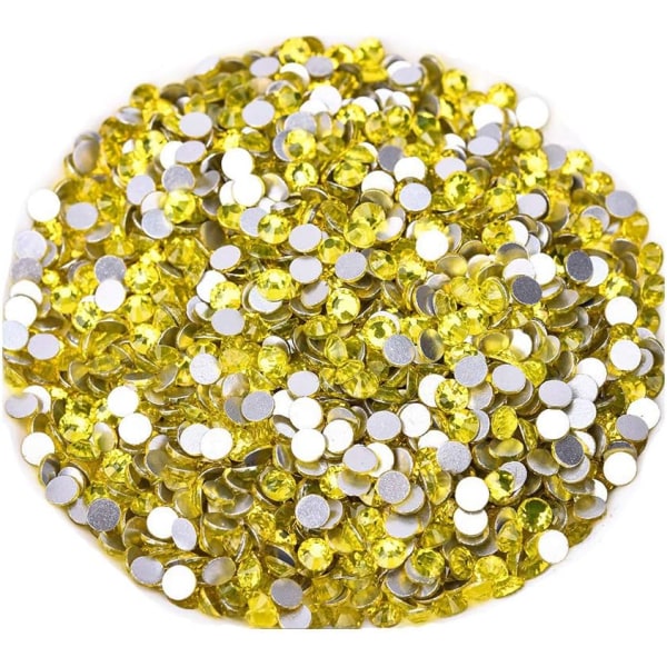 1440 stk. limfiks krystal flade bagsiden rhinestones glas ædelstene til neglekunst håndværk dekorationer tøj sko Citrine 1440pcs