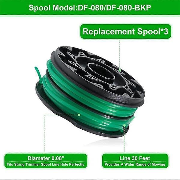 1 stk. spole kompatibel med Black & Decker GH1100 / GH1000 Type 4 / Type 3 / Type 2 / Type 1 gressklipperdel, DF-080-BKP