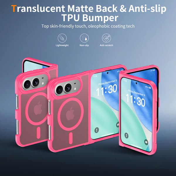 iPhone 18 Duo Magnetiskt Mobilskal, Mjuk Matt Halvtransparent TPU Stötsäkert Skyddsfodral Rosaröd