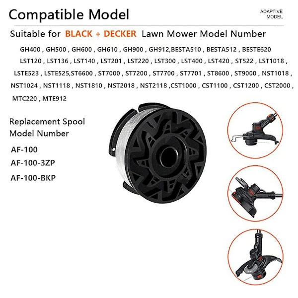 AF-100-3ZP Spoler til Black &amp; Decker CST2000 / CST1100 Plæneklipper Trådspole
