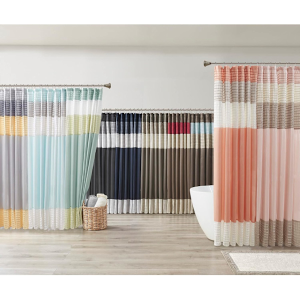 Bruseforhæng i kunst silke stribet moderne mikrofiber badeforhæng, 180CM*180CM style 4