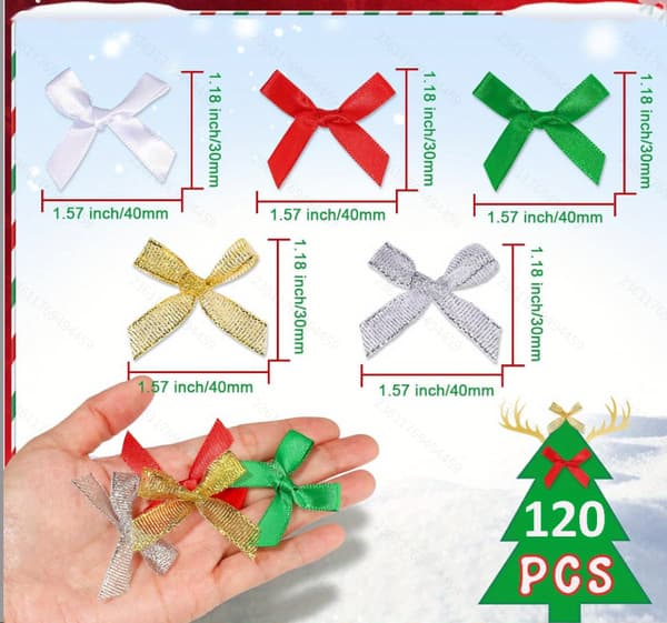 120-pack minijulrosetter för pyssel, presentinslagning, julgransdekorationer och heminredning