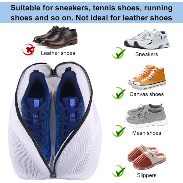 Sæt med 3 Mesh Sko Vaskeposer, Træningssko Vaskemaskinepose med Lynlåslukning til Sneakers, Sokker, BH'er