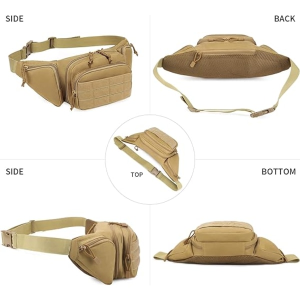 Taktisk Lændetaske Militær Fanny Pack, Bumbag til Vandreture Løbetur Hundeluftning mud color