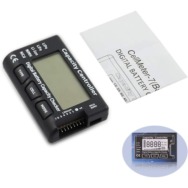 Digital Batterikapacitetstestare, Batterikapacitetsspänning Checker Tester med LCD-display, för LiPo Lithium NiMH Li-ION