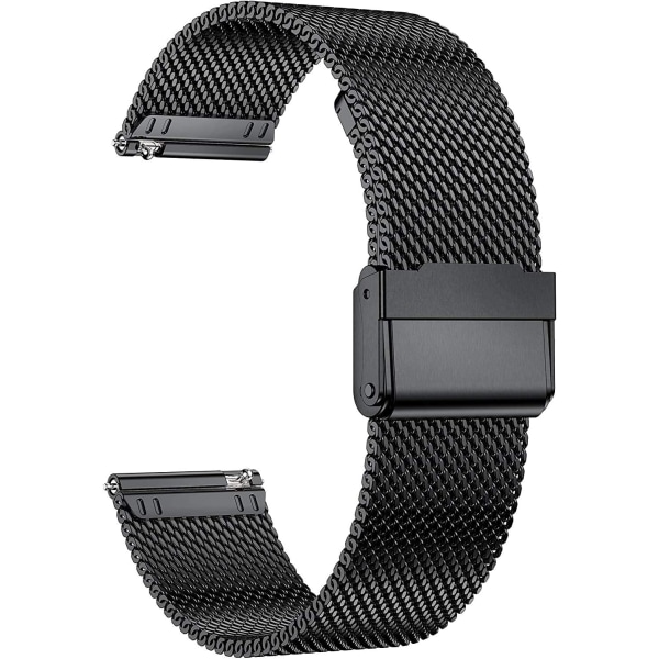 Armband Snabbkoppling i rostfritt stål svart watch kompatibel med Samsung Galaxy watch 3 45 mm Huawei GT2 watch (bredd 22 mm, svart)