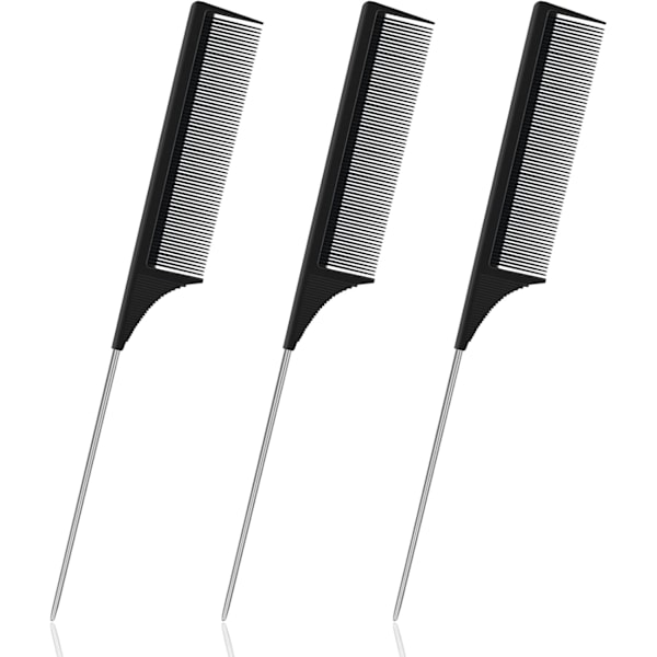 3 styck svanskammar, kolfiberkammar för styling, rått svanskammar, antistatisk, värmebeständig, stålstiftkammar för klippning