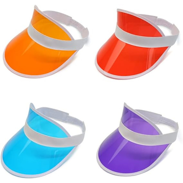 Set med 4 80-tals retro skyddande keps, PVC plast solskydd hatt kepsar cykling solhatt