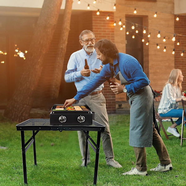 Hopfällbart Campingbord, Litet Hopfällbart Campingbord för Grillning, 2 Höjdjusteringar, Metallgrillbord, Lätt att Rengöra, för Utomhusaktiviteter Picknick