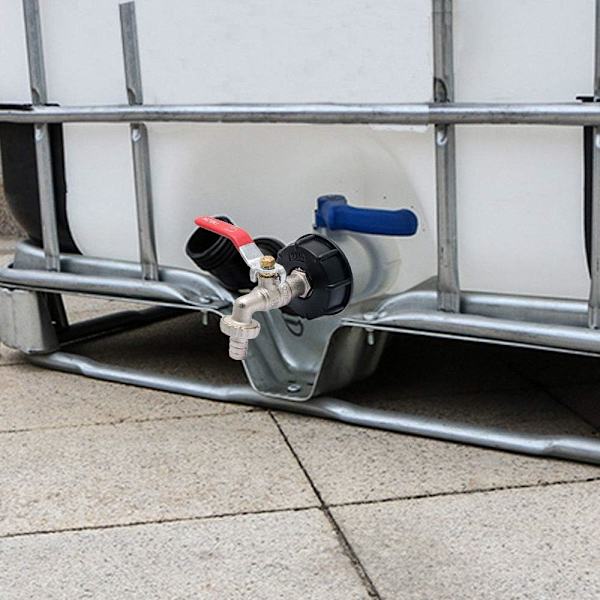 S60X6 IBC Forkromet messinghaneforbindelse, med 1/2\" (13mm) slangeforbindelse, afløbstankadapter, til havehane, til tankadapter