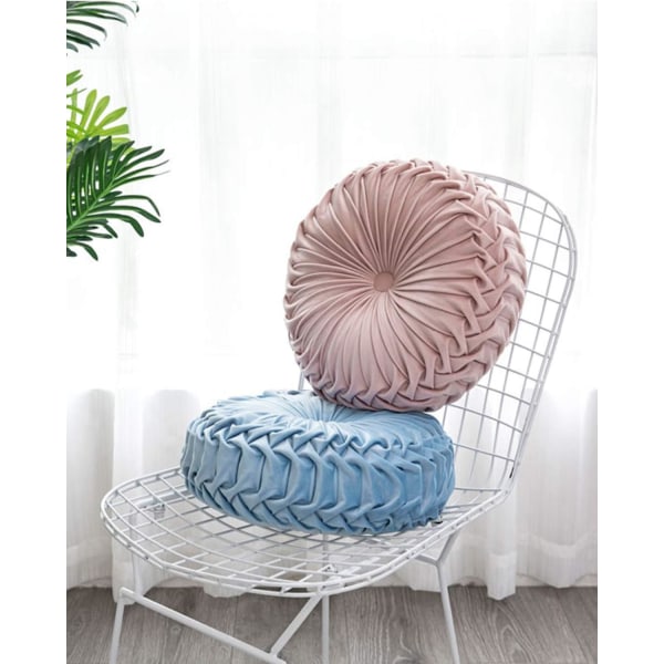 Dekorativt 3D-pumpa runt sammetskudde för soffa, dekorativ kudde för sängstol golv 15\"X15\" Blue 15"L x 15"W