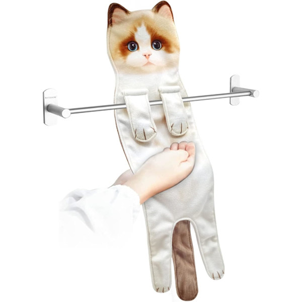 Handduk för snabb torkning, absorberande handdukar i form av katt, söta djurhanddukar, handdukar för kök och badrum (Ragdoll-katt)