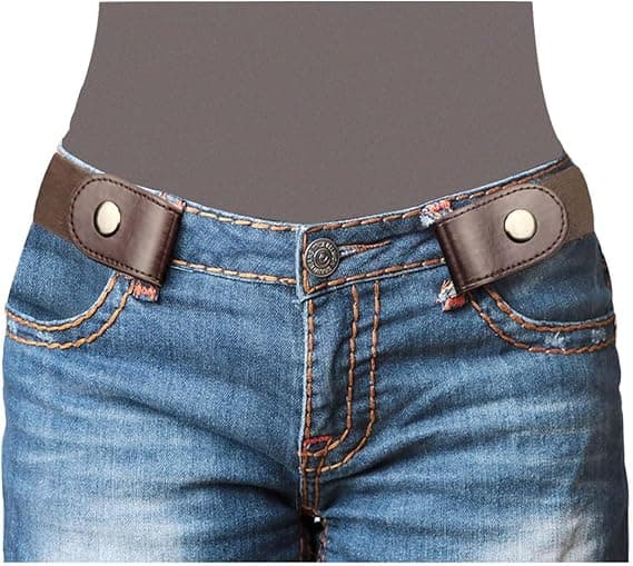 Strækrem uden spænde til kvinder/mænd, usynlig elastisk rem til jeans, bukser og kjoler brown