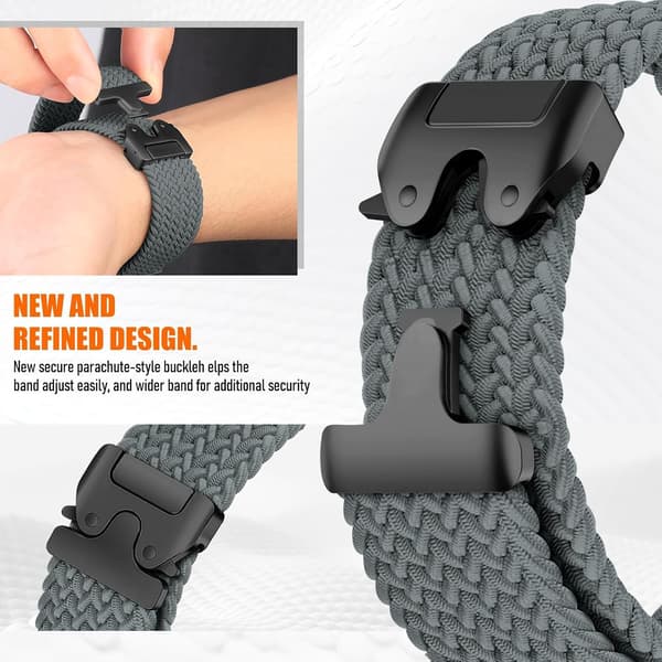 18 mm flettet nylon urrem til Garmin Venu 3S/2S, Vivoactive 4S, Forerunner 265S/255S, Quick Release rem
