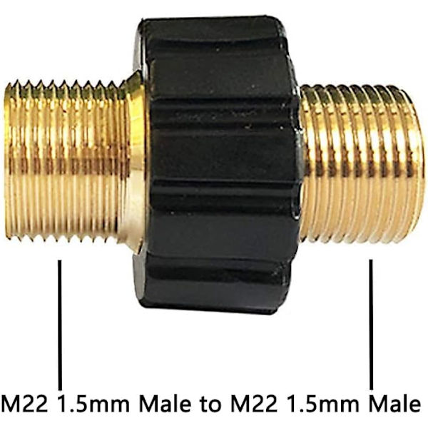Slangsnabbkoppling, Dubbelhane M22x1.5 Högtryckstvätt Adapter Kompatibel med Karcher, Karcher HD & HDs Högtryckstvättareslang (14mm Diameter)