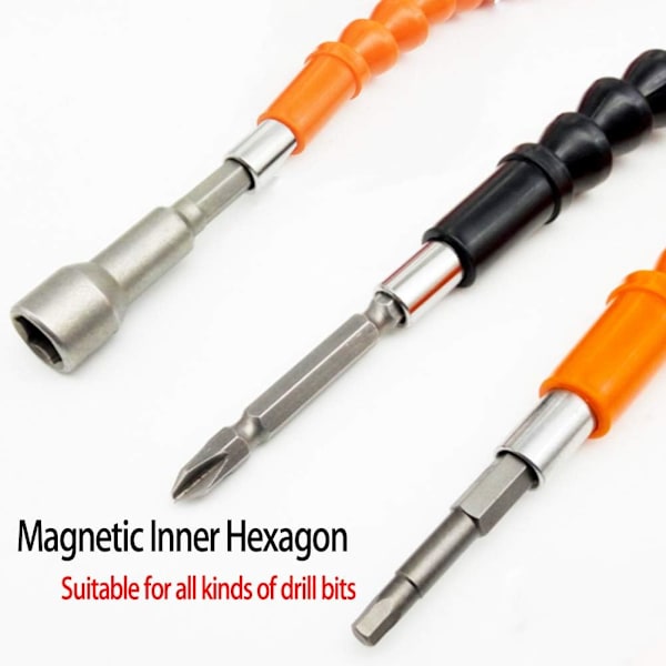 5 st Flexibla Borrbitsförlängningar, 300 250 200 mm 1/4'' Hexskaftanslutning Skruvmejselaxelspets Snabbkoppling Adapter Kraftverktygssats