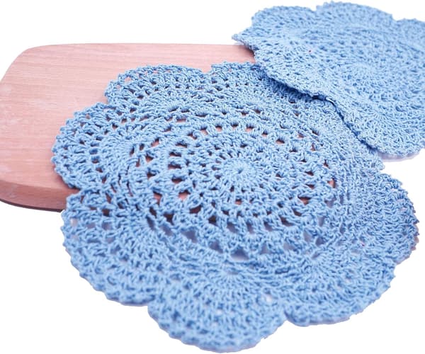 22cm spetsduk, virkad, rund spetsduk, handgjord Blue