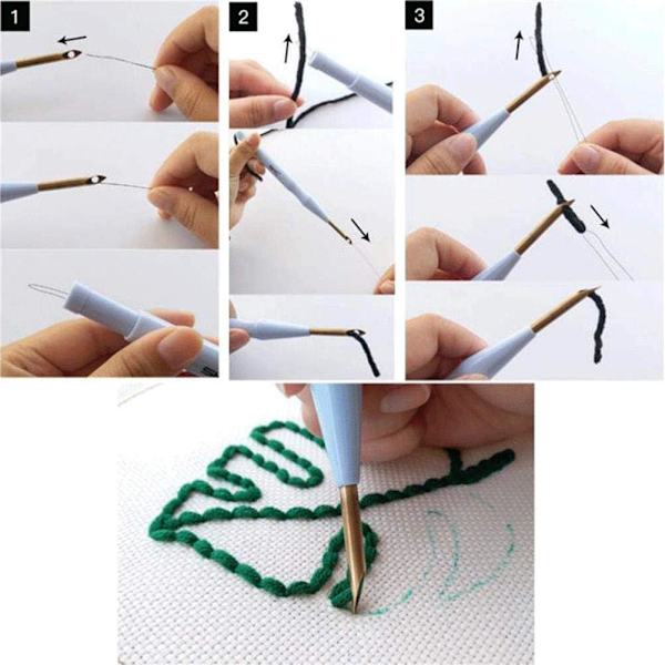 Serie af Scenery Punch Needle Broderi Starter Kits Punch Needle Værktøj Tråder Stof Broderi Hoop Garn Tæppe Punch Needle Gril 9.45 x 8.94 x 0.39