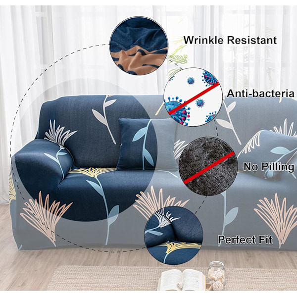 1-Delad Stretch Soffaöverdrag, Soffaöverdrag Elastiskt Tyg Tryckt Mönster Stol Loveseat Soffa Sofföverdrag (3-Sits)