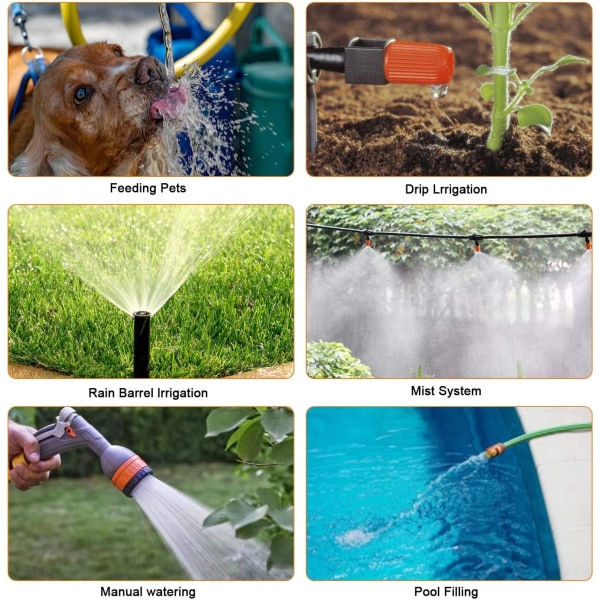 Automatisk vanningstimer for hage, utendørs vanningsprogrammerer, sprinklertimer med stor LCD-skjerm