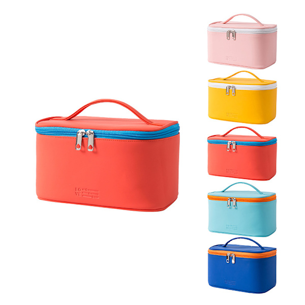 Kosmetisk taske makeup taske til pung pung rejse skønhed lynlås arrangør taske gaver, PU læder vaskbar vandtæt red 8.5inch x 5.5inch x 4.5inch