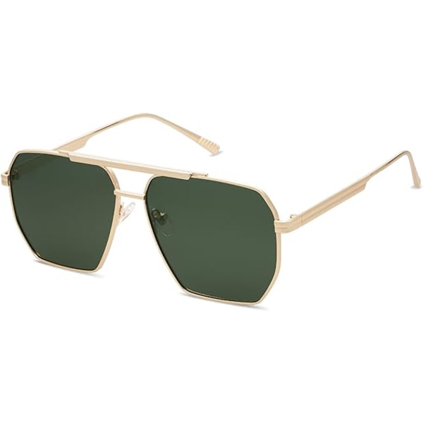 Retro Ylisuuret Neliömäiset Polarisoivat Aurinkolasit Unisex Vintage Varjot UV400 Klassiset Suuret Metalliset Aurinkolasit gold