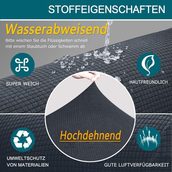 Vanntett stretch sofaovertrekk i spandex jacquard med sklisikker skum (3 seter, grå)
