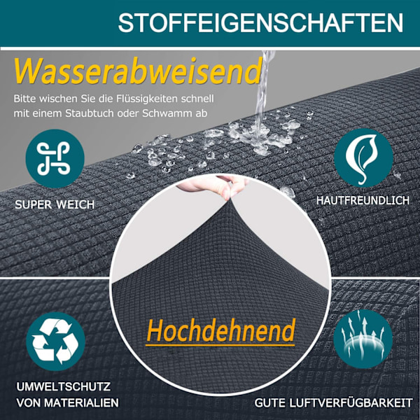 Vattentät stretchig sofföverdrag i spandexjacquard med halkfri skum (3-sits, grå)