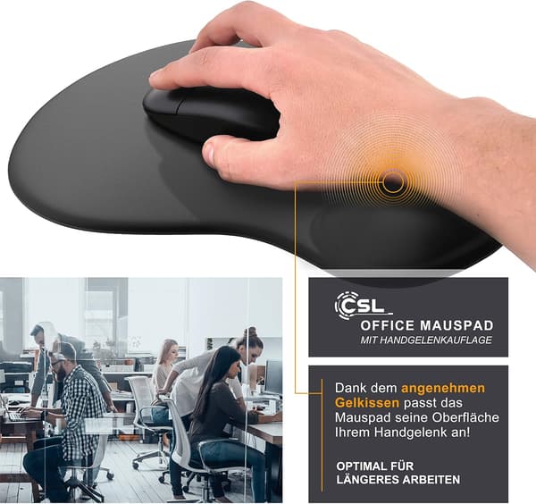 Silikon musematte ergonomisk håndleddsstøtte, kontorkomfort black