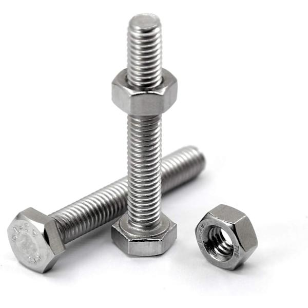 M6 x 50mm 20PCS Hex Socket Bolts 304 Rustfrit Stål Udvendig Hjørne Hex Skrue, Hex Bolte og Møtrikker Sæt