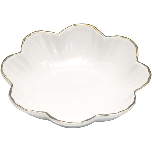 Porselensserveringsfat, keramisk blomsterrelieffbrett med metallisk kant, serveringsboller for bryllup, perfekt for fest - 6,6 tommer