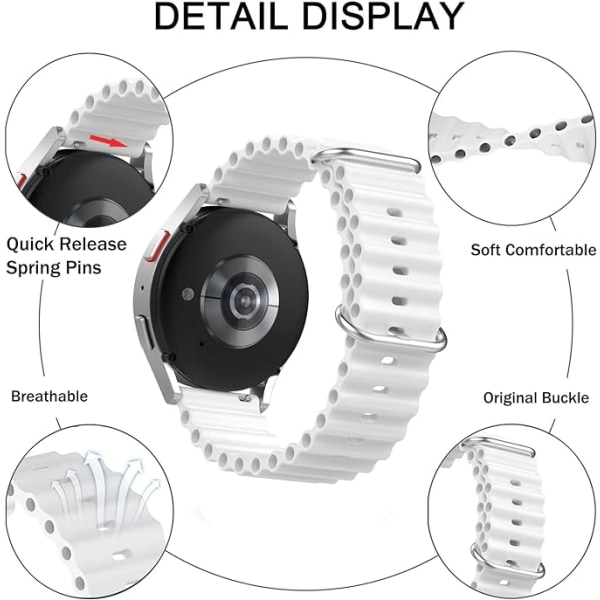 2 kpl Ocean Sport -ranneketta Samsung Galaxy Watch -rannekkeelle Pehmeä silikoni Galaxy Watch 5 Prolle/Galaxy Watch 4 Classicille/Galaxy Watch Active 2:lle/Gear Sportille