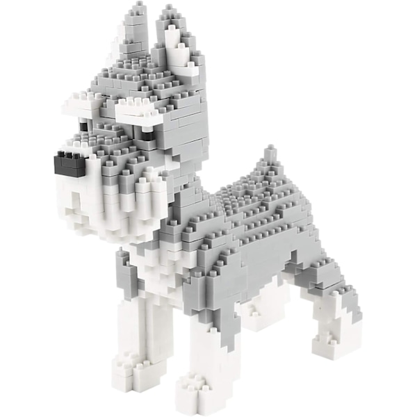 Mikrobyggstenar Mini Husdjur Byggstenar Leksaker för barn Schnauzer 6 x 2 x 6 inches