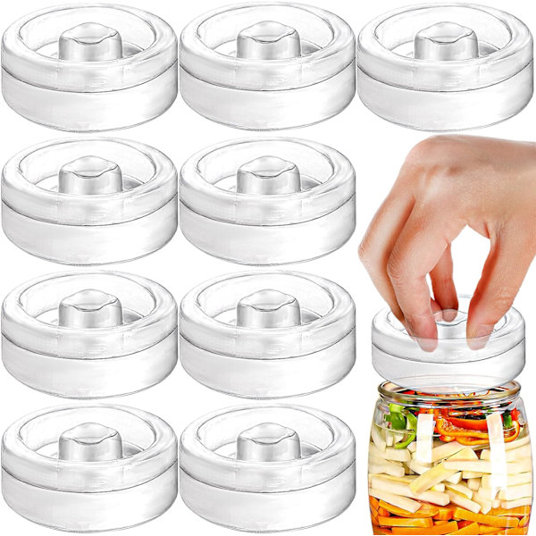 9 stk. Fermenteringsglasvægte med let greb, 7 × 7 × 2,5 cm Fermenteringsvægte til Mason Jar med bred munding