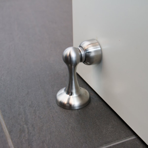 MS011 Magnetisk dørstopper i rustfritt stål - Dørstopper med gulv- og veggmonteringsutstyr - Magnetisk dørblokk - 4,9 x 5,8 x 8,3 cm