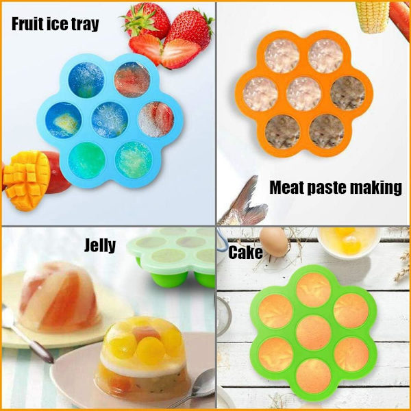Ispindeforme til børn, Ispindeforme silikone, 7 hulrum Popsicleform med plastikpinde, Madfrysebakker