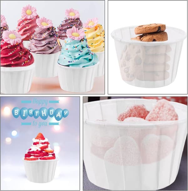 Pappersformar för muffins, 200 st, pappersformar för muffins för hem, bröllop, födelsedagsfest (Vit)