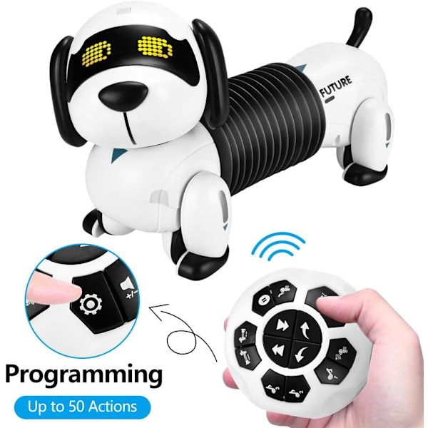 Robot Hund, Fjärrstyrd Hundleksak, Programmerbar Följande Robotdjur Söt Dansmusik Interaktiv Present till Barn Pojkar Flickor