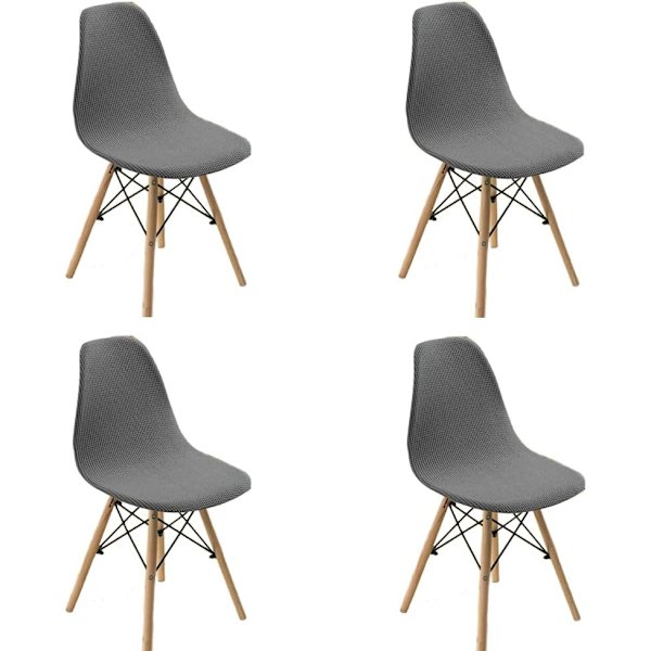 4-pack stolsöverdrag för matsal, stolsöverdrag i tyg, stretchiga stolskydd, dekorativa stolsöverdrag för vardagsrum och matsal Grey