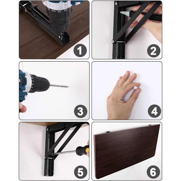 Folding Bracket 400mm, 2 stk Foldable Console Bracket, Folding Shelving Brackets Load, Retractable Folding Console Bracket, Shelf Bracket