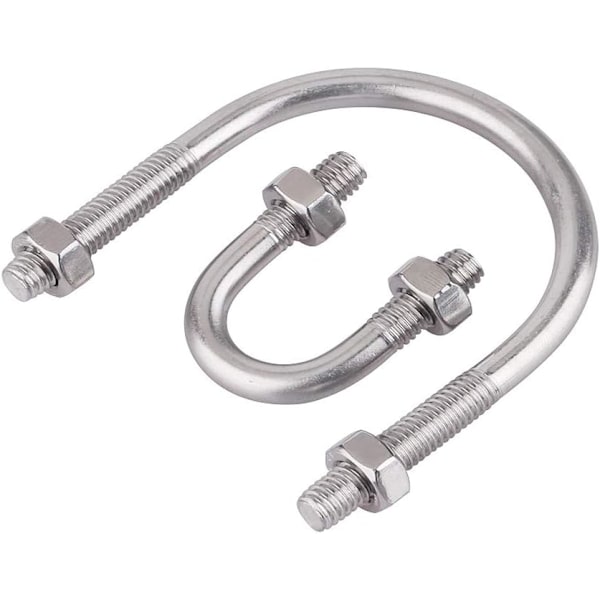 304 rustfritt stål U-bolt, U-bolt med muttere, M8×60mm, 2 stk