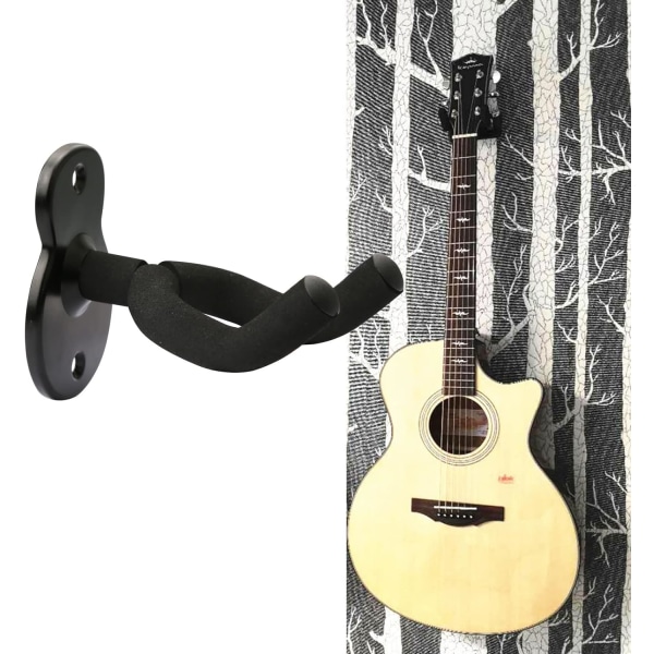 2-pack gitarrhållare Väggfäste gitarrhängare, gitarrväggmonterade displayfästekrokar för elgitarr, klassisk akustisk gitarr, bas （svart）